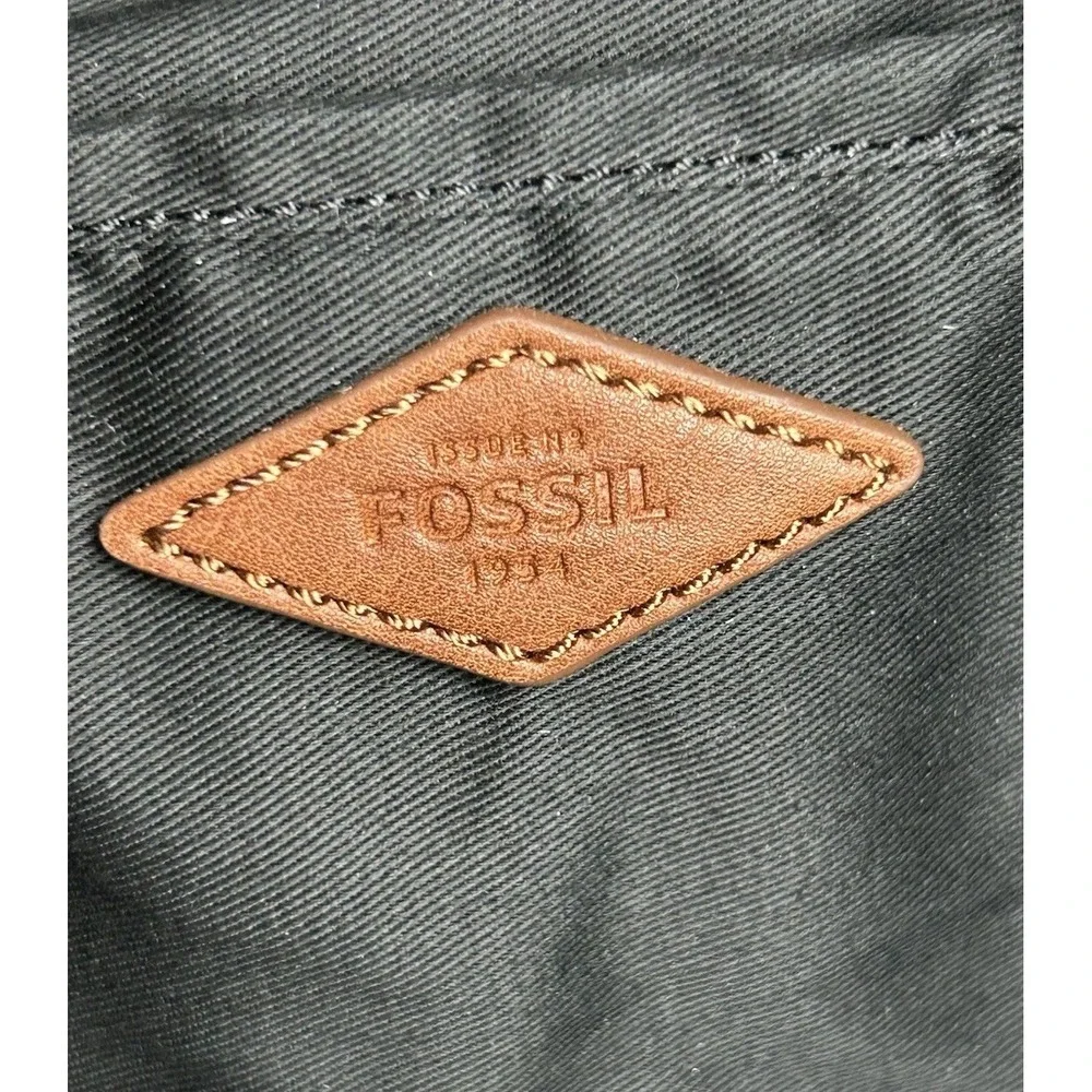 NEW Fossil Black Canvas Backpack w/Brown Trim Adjustable Straps New Old Stock